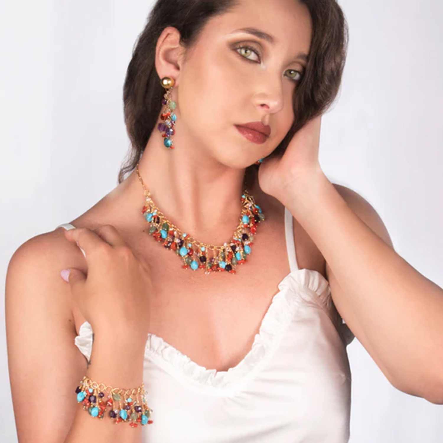 BRACCIALE FELICITY FRUFRU CORALLO, PIETRA DURA ARGENTO 925