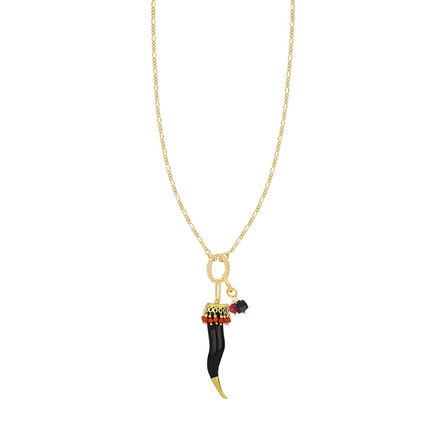 COLLANA DAISY CORNO GRANDE E FRANGETTE IN ARGENTO COLLANA DAISY CORNO GRANDE E FRANGETTE IN ARGENTO