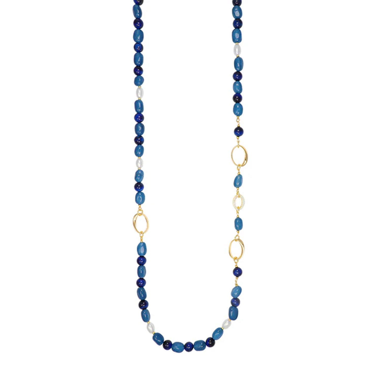 COLLANA CLORI INFILATA PERLE OCCHIO DI TIGRE ARGENTO 925 COLLANA CLORI INFILATA PERLE OCCHIO DI TIGRE ARGENTO 925