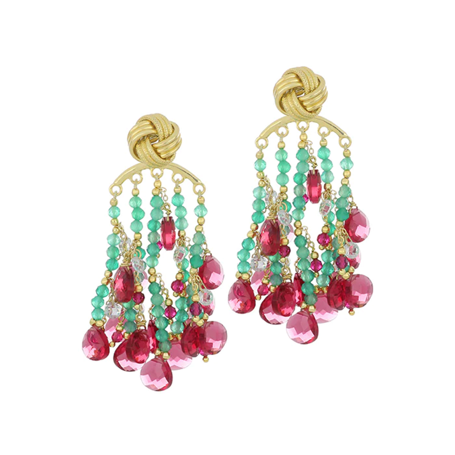 ORECCHINO ESMERALDA PONTE AGATA V GOCCE FUCSIA ZIRCONI ARGENTO 925