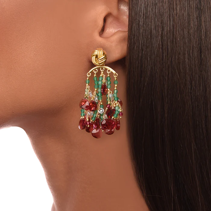 ORECCHINO ESMERALDA PONTE AGATA V GOCCE FUCSIA ZIRCONI ARGENTO 925
