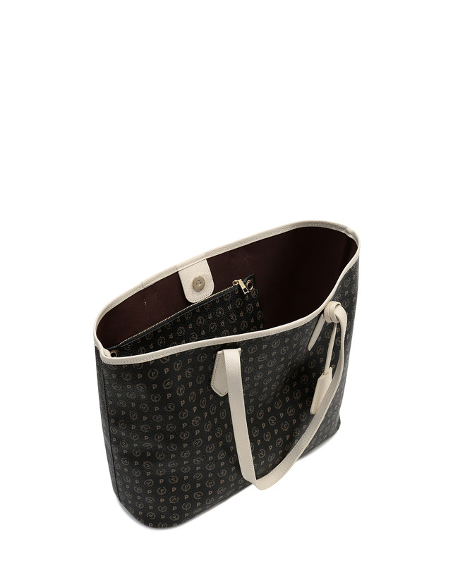 HERITAGE BORSA PVC NERO VITELLO AVORIO