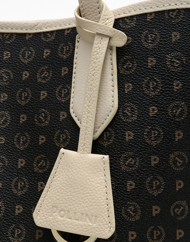 HERITAGE BORSA PVC NERO VITELLO AVORIO