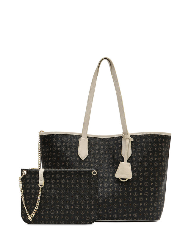 HERITAGE BORSA PVC NERO VITELLO AVORIO