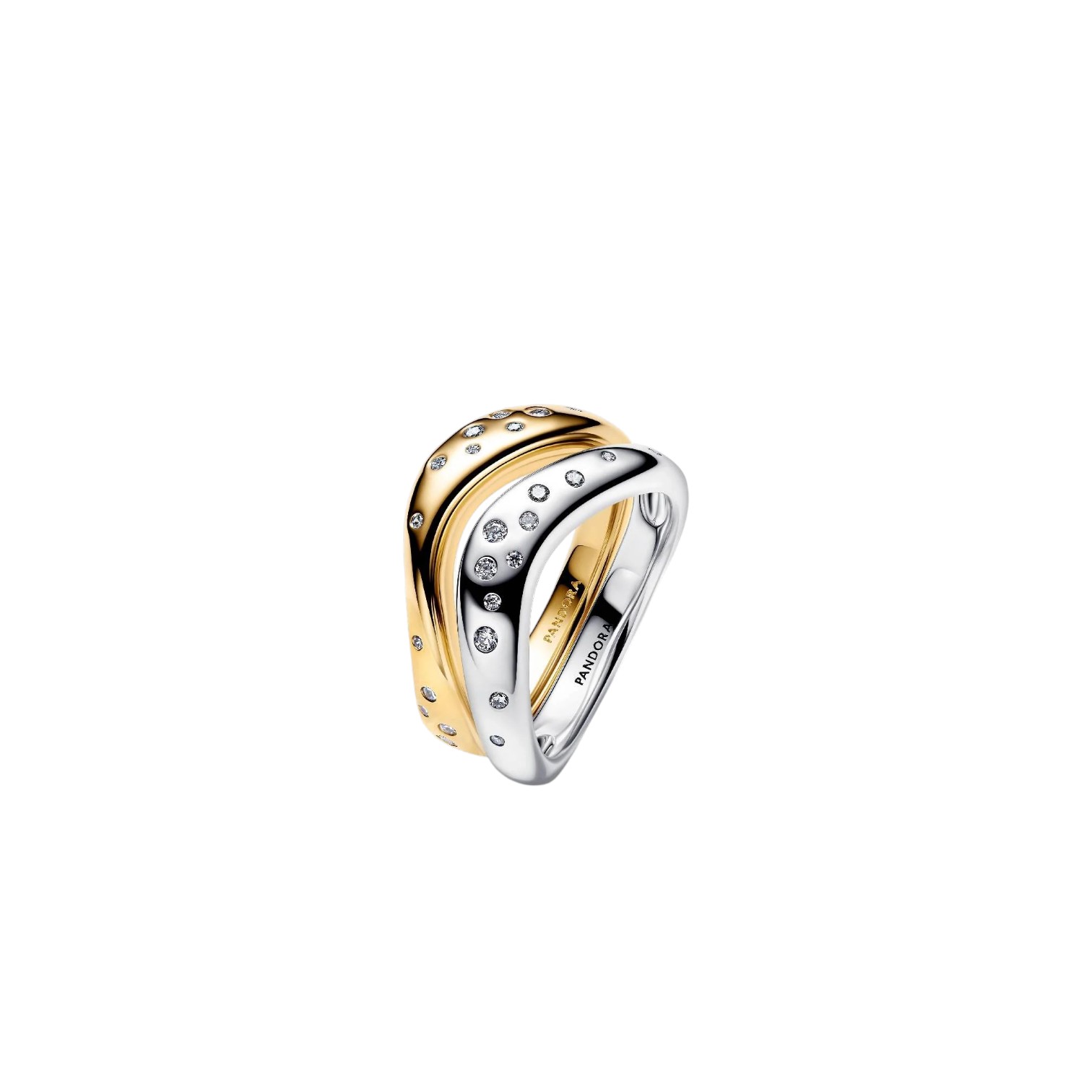 ANELLO LINEA SINUOSA DIVISIBILE BICOLORE CON PIETRE LUMINOSE