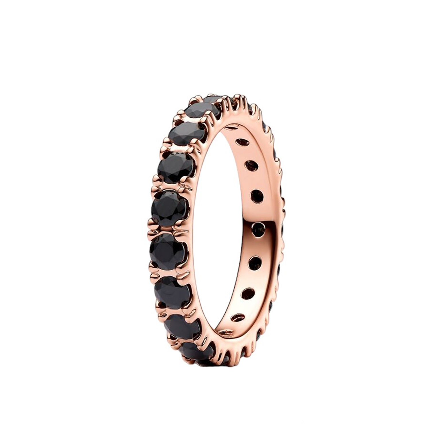 ANELLO FASCIA SCINTILLANTE CON PIETRE NERE