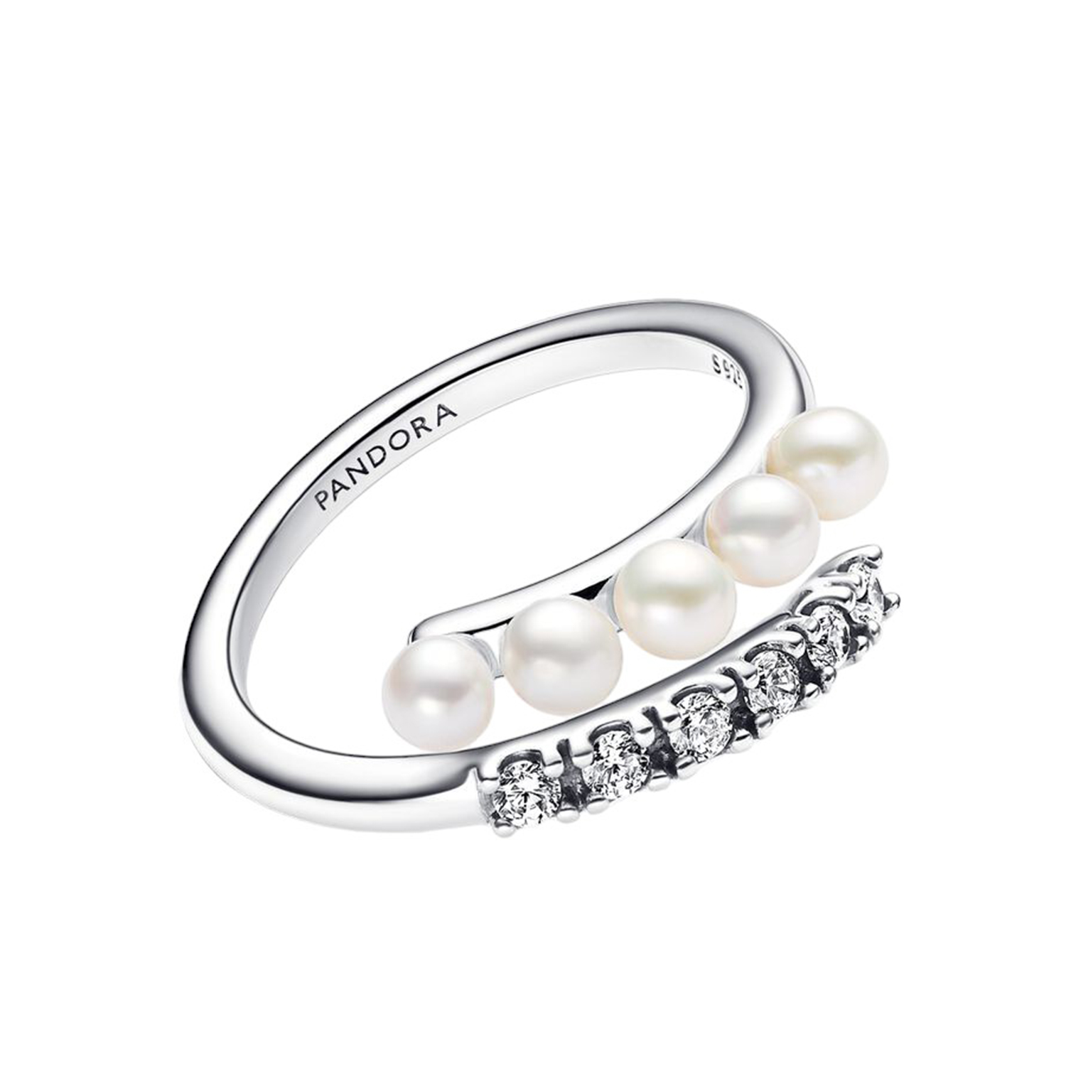 ANELLO INTRECCIO CON PERLE D’ACQUA DOLCE COLTIVATE E PAVÈ