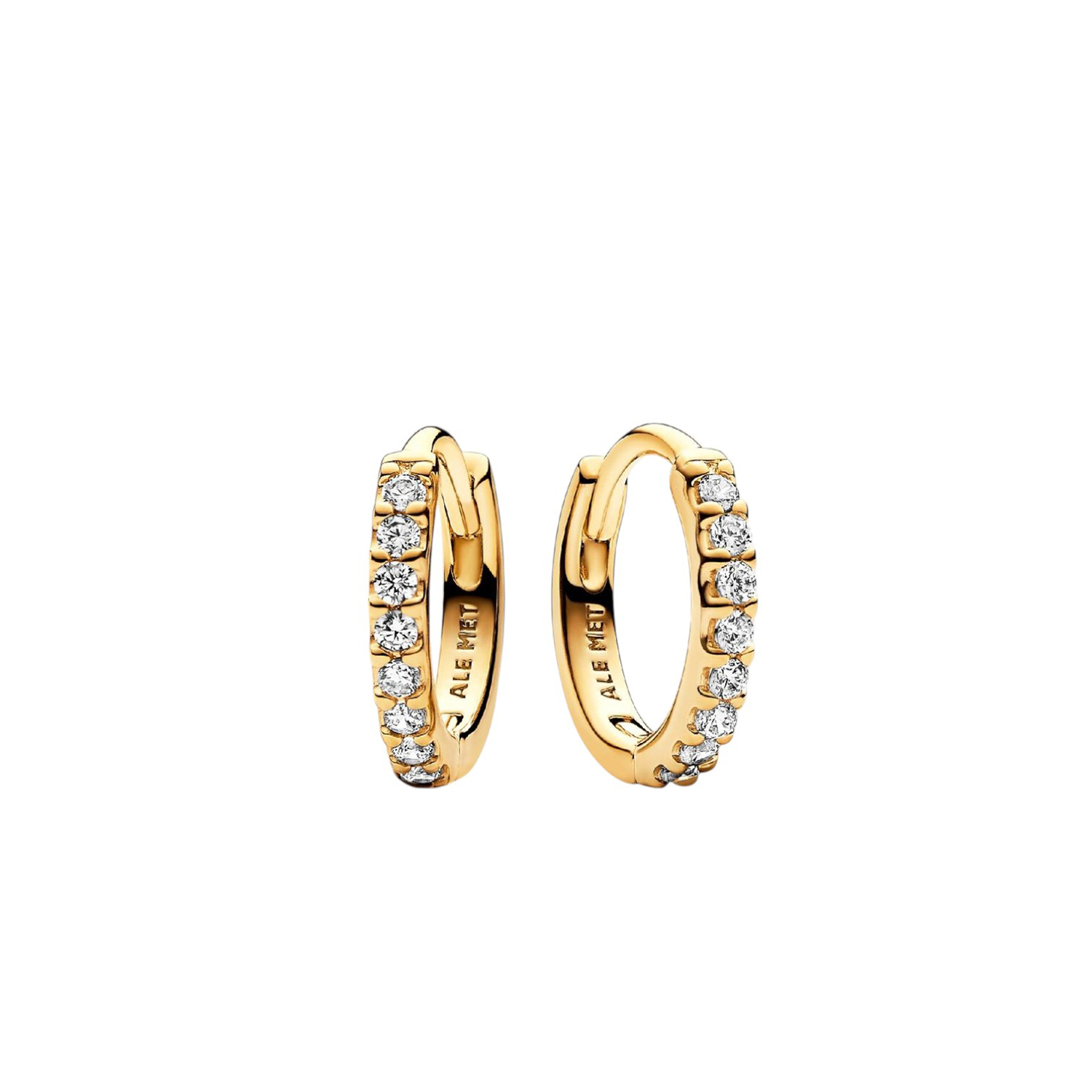 ORECCHINI CERCHI PICCOLI PAVÈ PLACCATURA IN ORO 14K