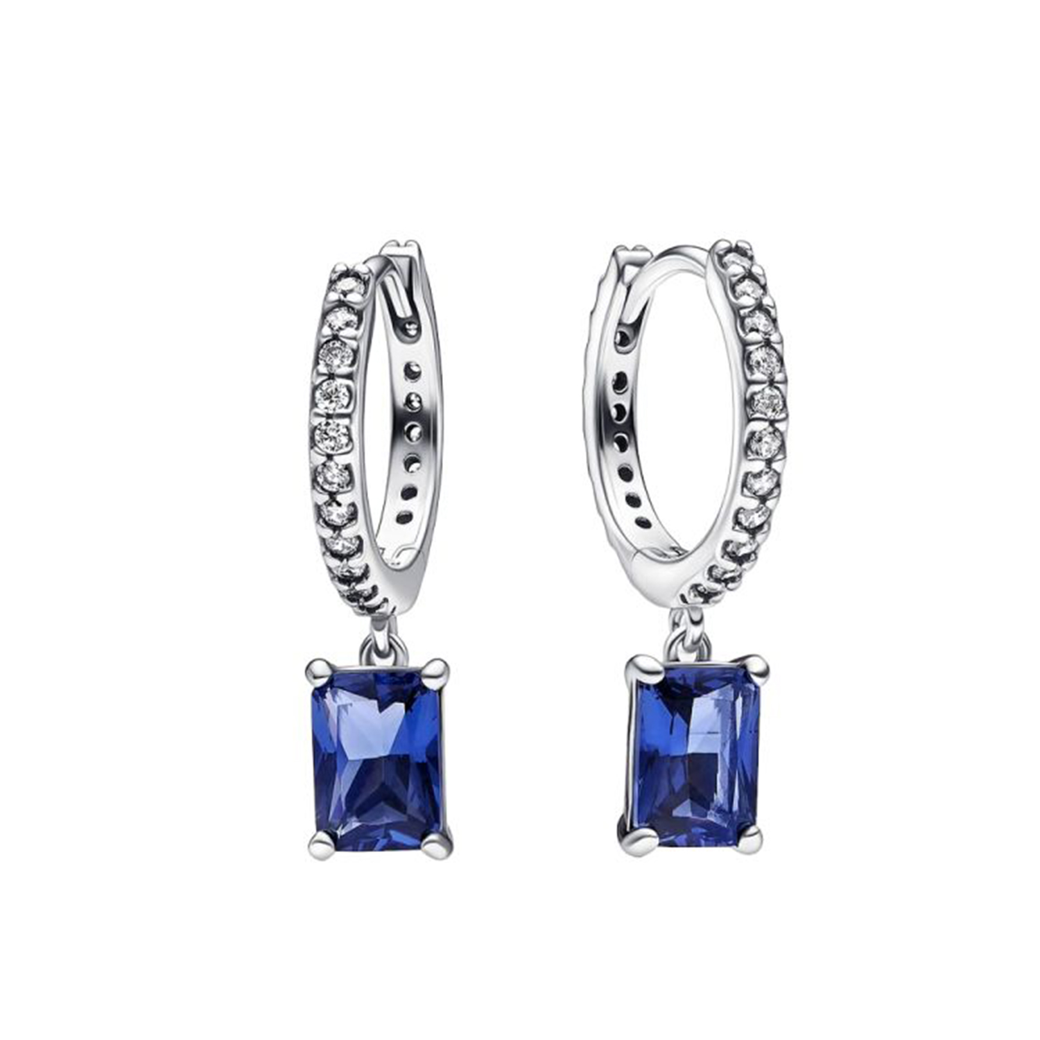 ORECCHINI CERCHI PAVÈ E PIETRE BLU