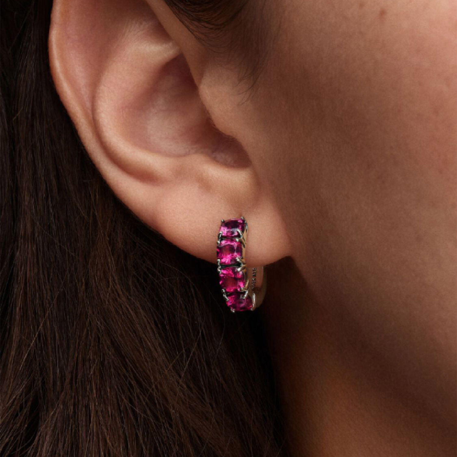 ORECCHINI CERCHI CRISTALLI ROSA SCURO