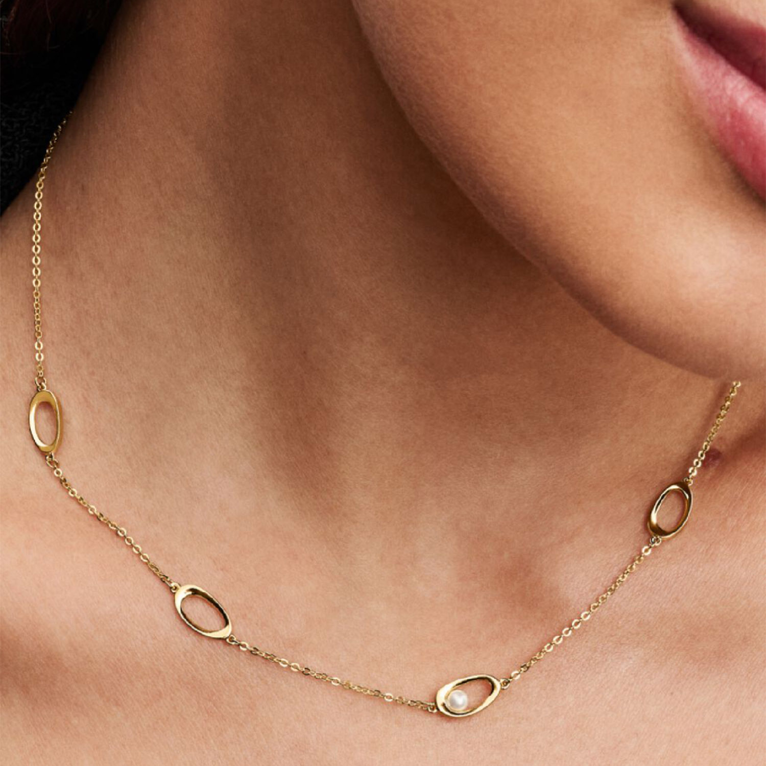 Collana Ovali Linea Sinuosa e Perla