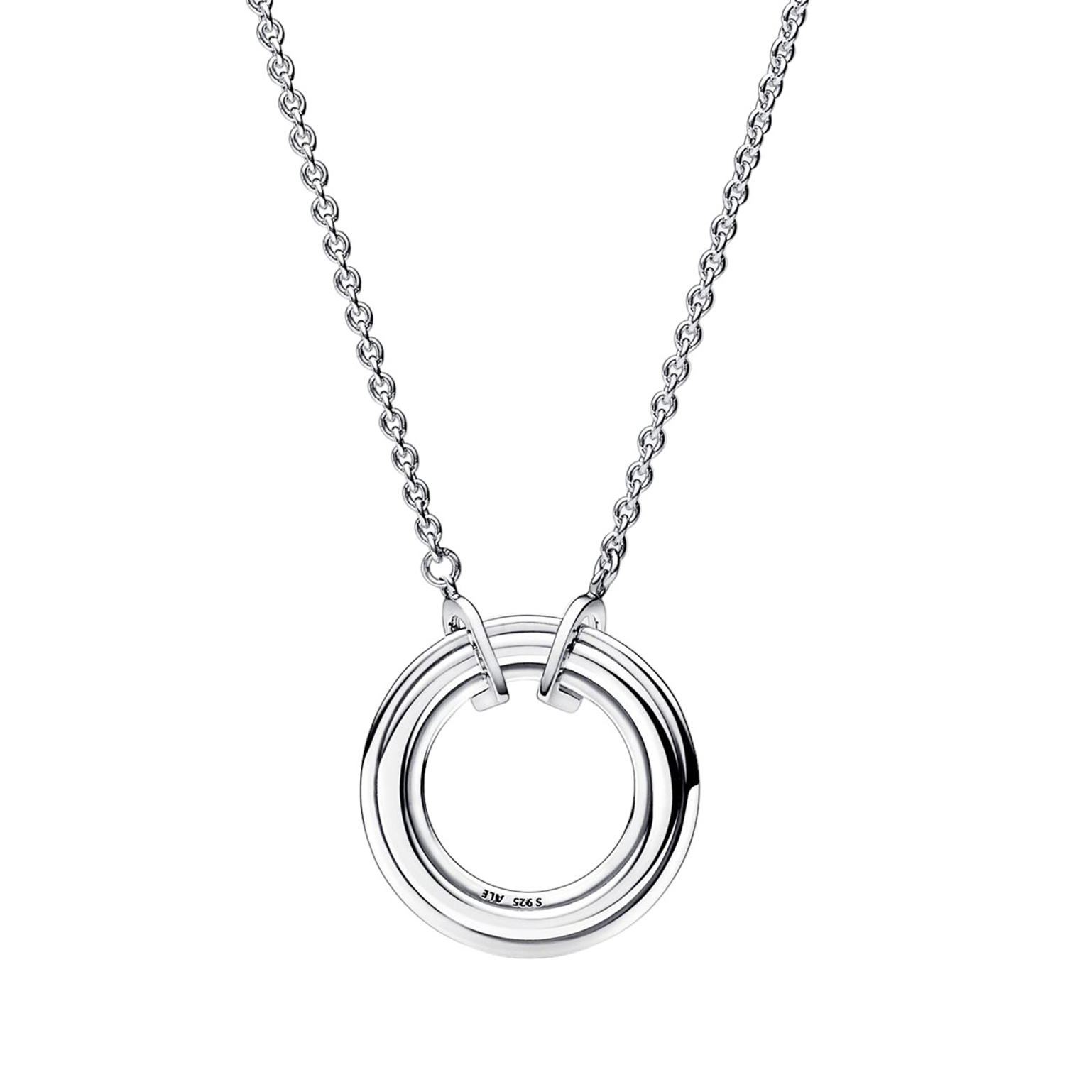 COLLANA CERCHIO BICOLORE LOGO E PAVÈ