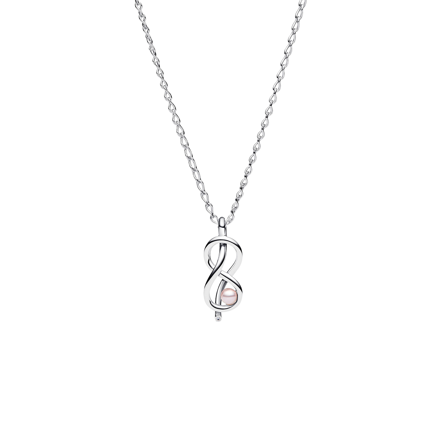 COLLANA LEGAME INFINITO CON PERLA ROSA ARTIFICIALE