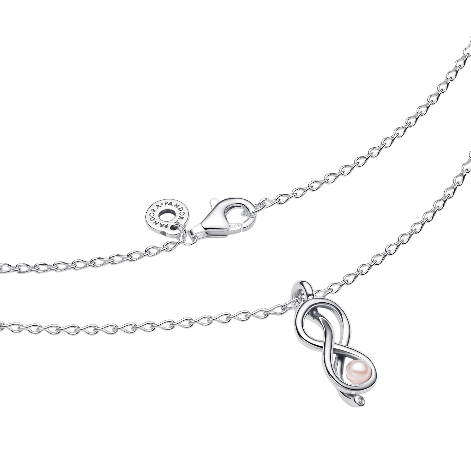 COLLANA LEGAME INFINITO CON PERLA ROSA ARTIFICIALE