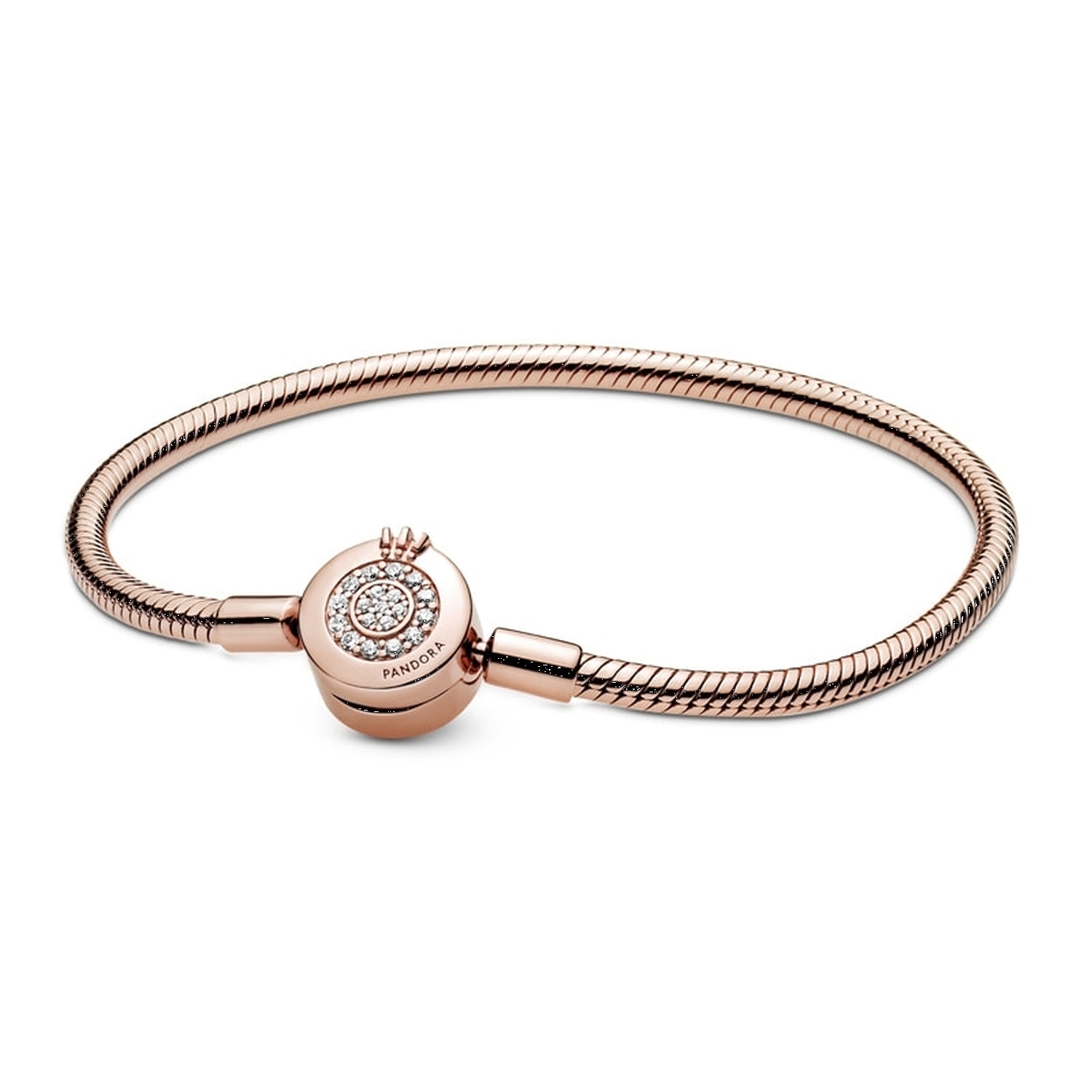 Bracciale Pandora Moments scintillante con maglia snake e O coronata