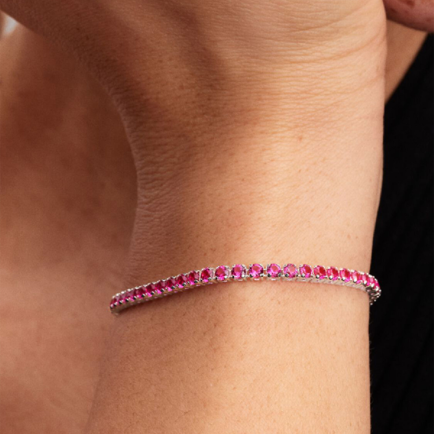 BRACCIALE TENNIS CRISTALLI ROSA SCURO