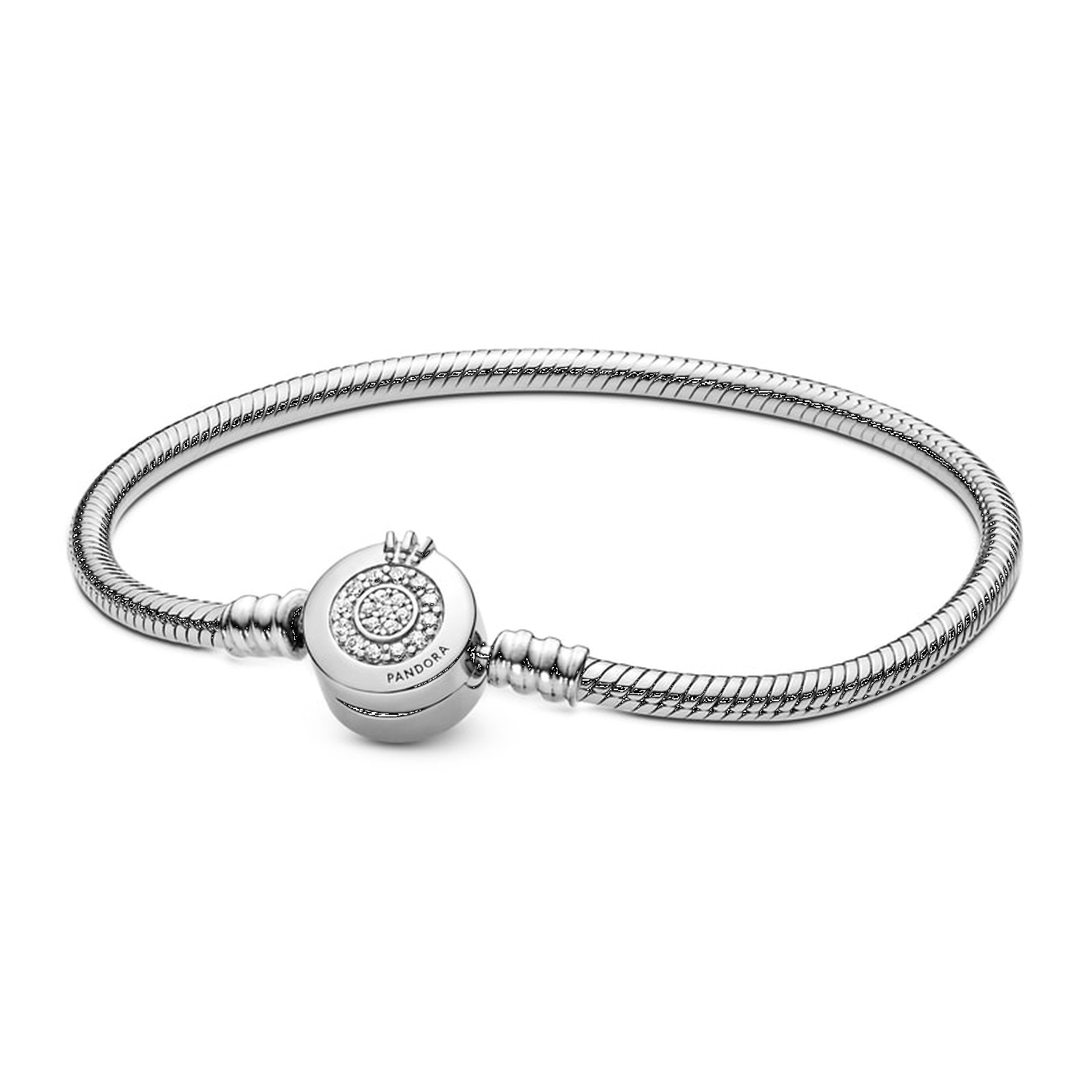 Bracciale scintillante Pandora Moments con maglia snake e O coronata