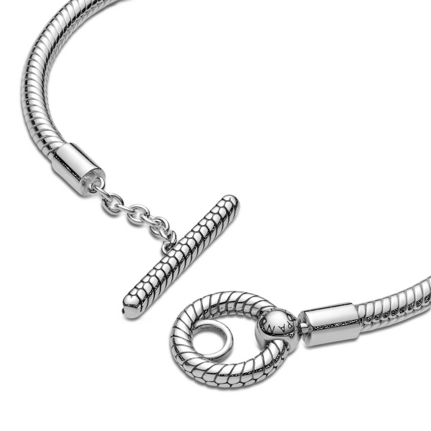 Bracciale Pandora Moments con maglia snake e barretta a T