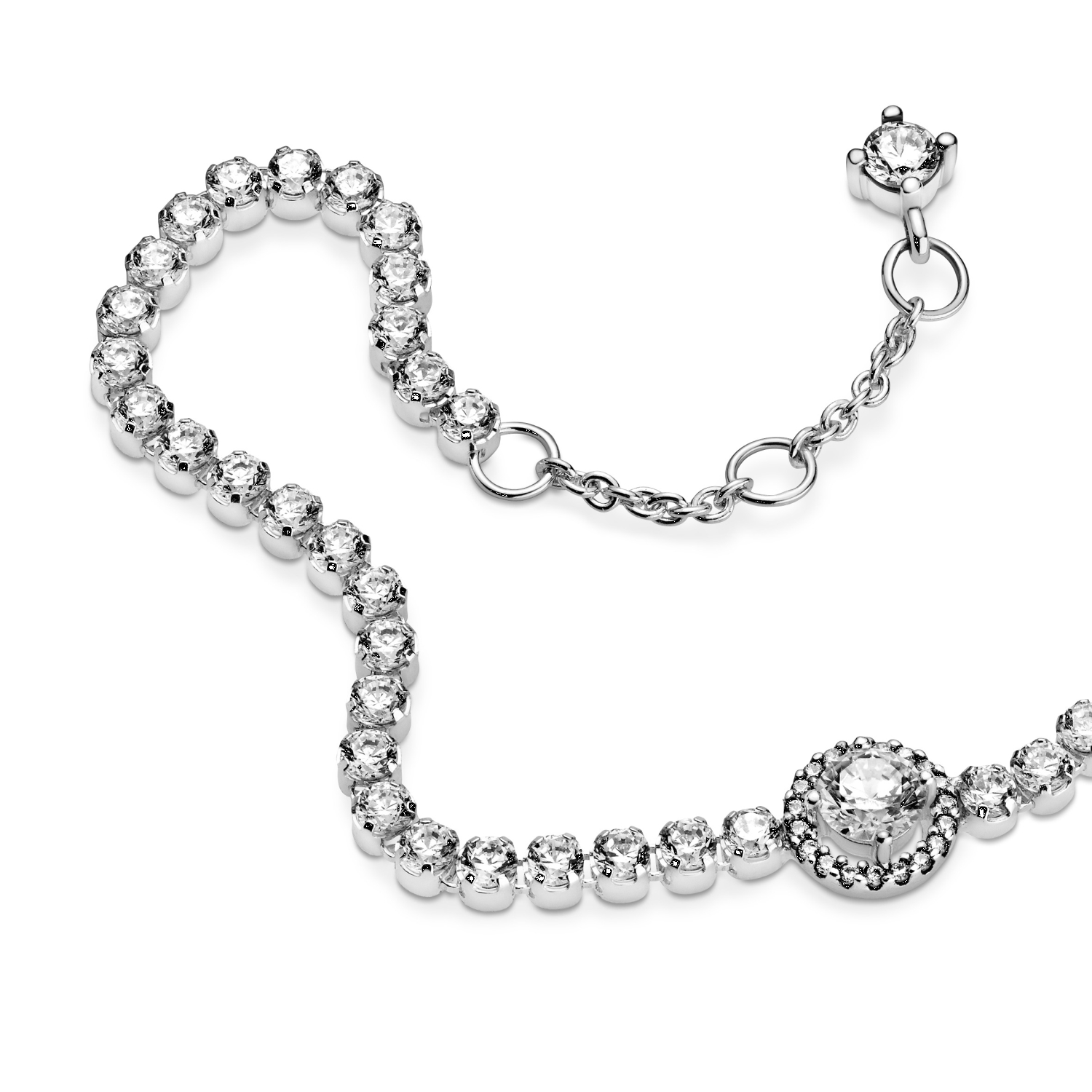 Bracciale tennis scintillante con punto luce