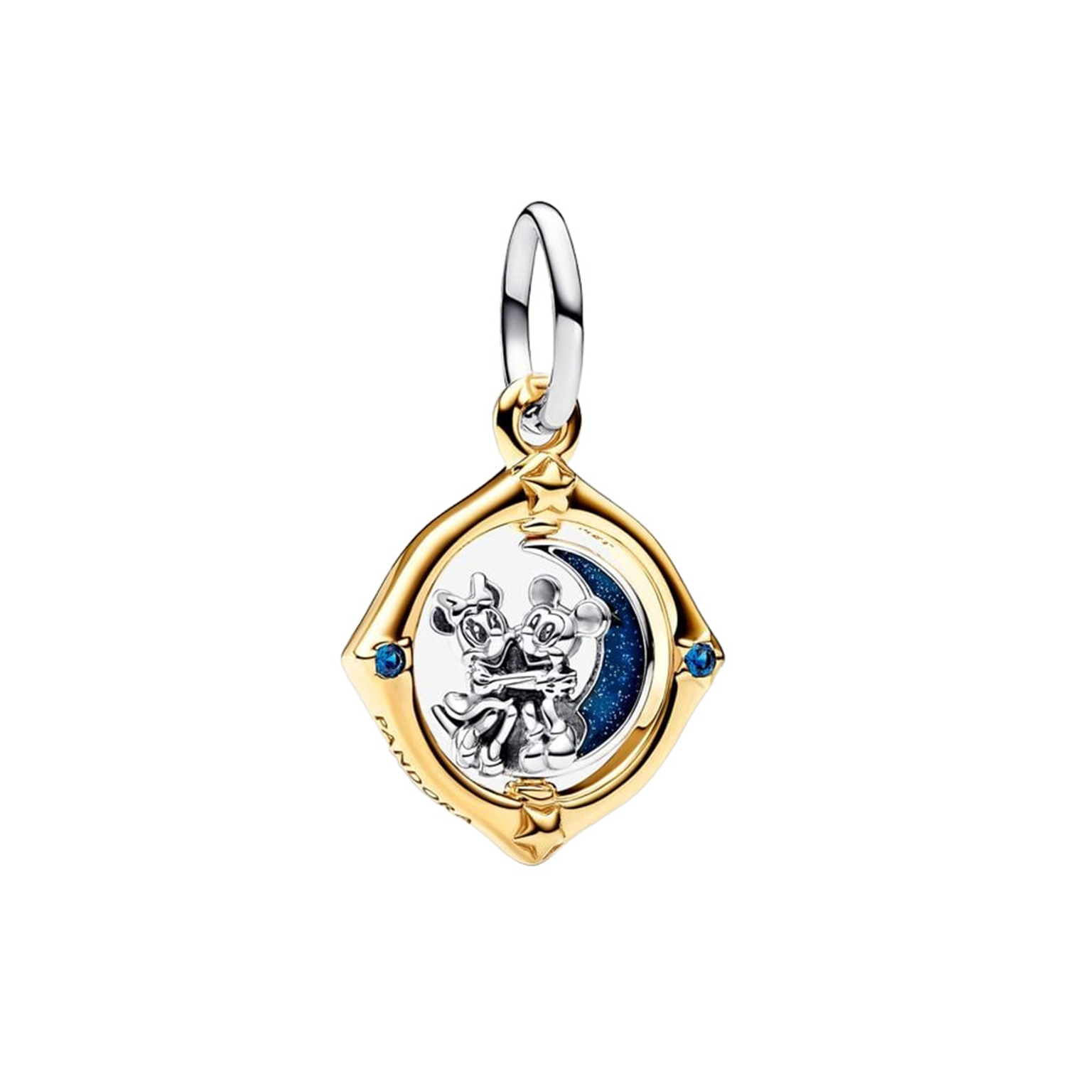 CHARM DISNEY, PENDENTE MICKEY MOUSE E MINNIE SULLA LUNA