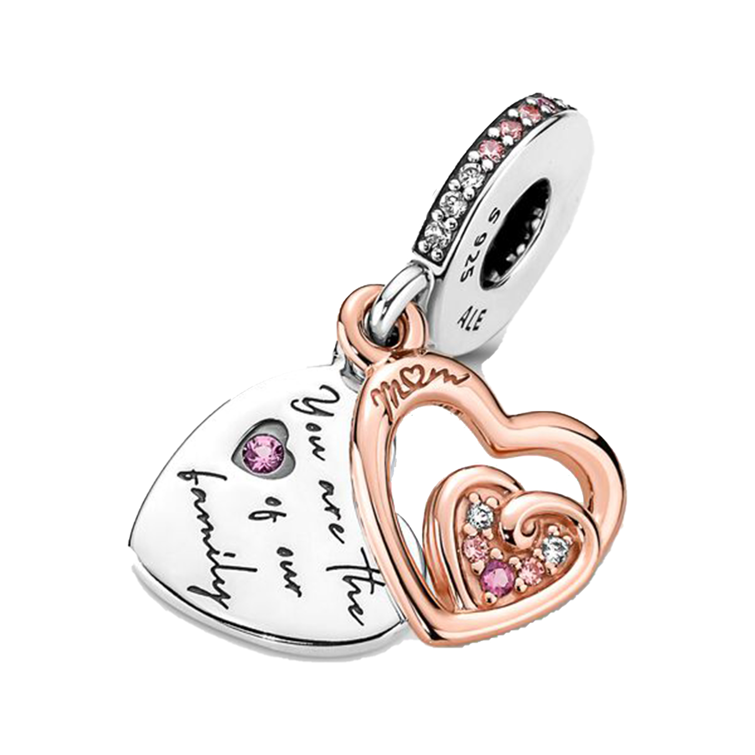 CHARM PENDENTE CUORI INTRECCIATI E FAMIGLIA