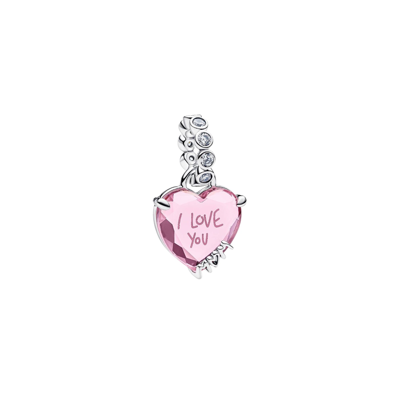 CHARM PENDENTE CUORE ROSA TI VOGLIO BENE MAMMA