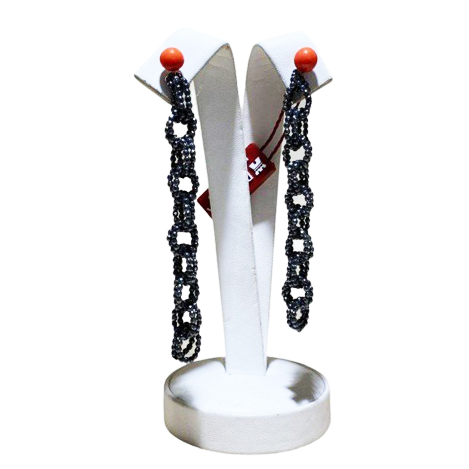 ORECCHINI INFINITY CORALLO EMATITE ORO 10 CERCHI