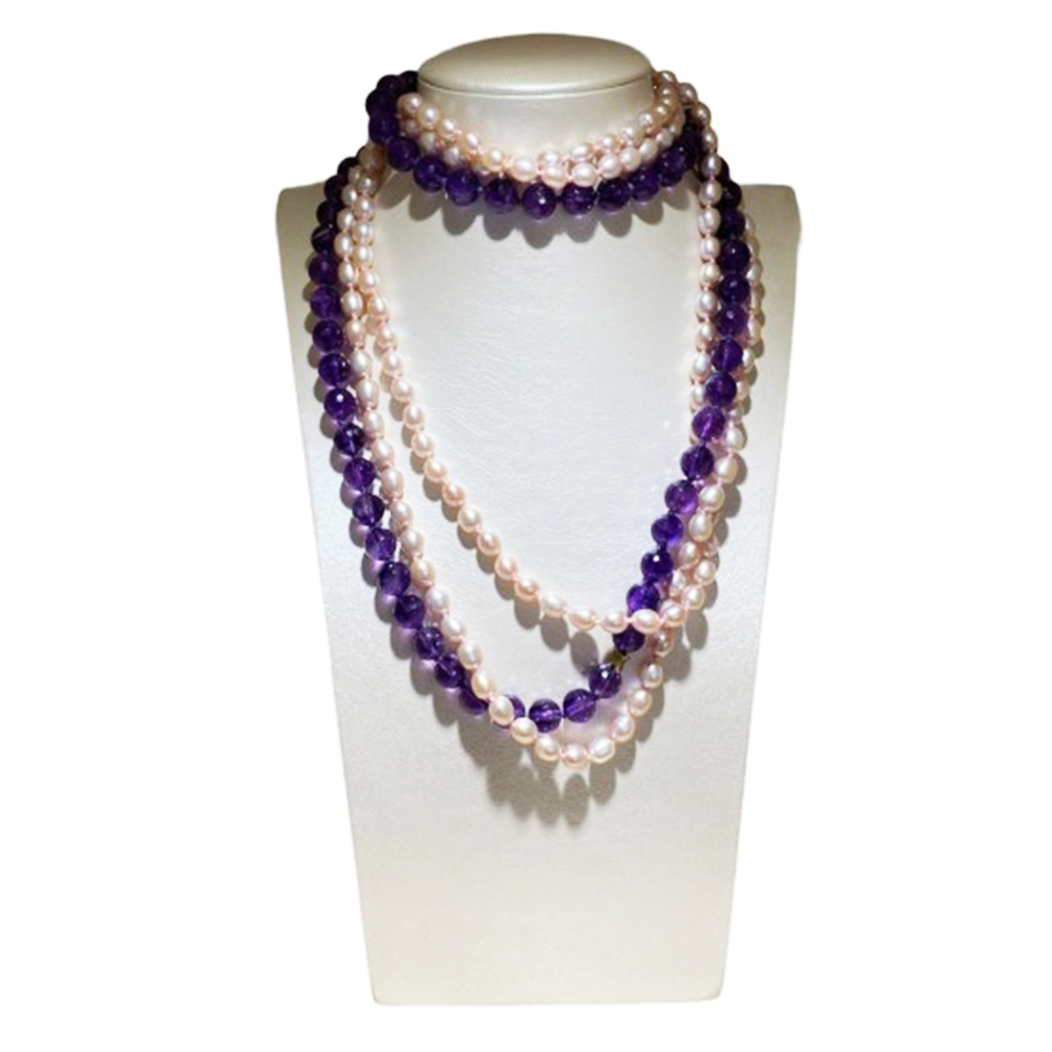 COLLANA EASY 3 FILI PERLE FIUME AMETISTA ORO