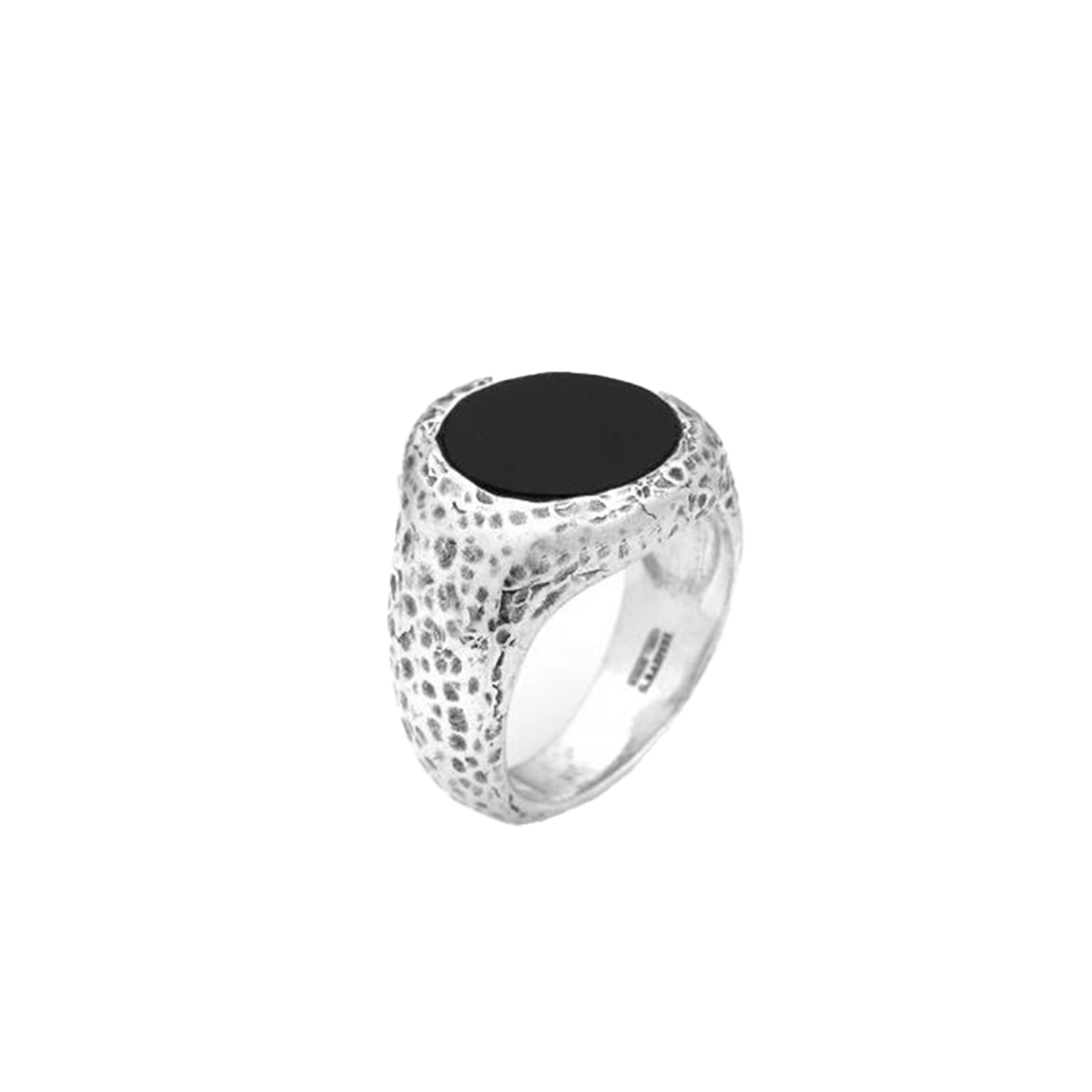 ANELLO MARTELLATO TONDO ONICE GRANDE MIS 26