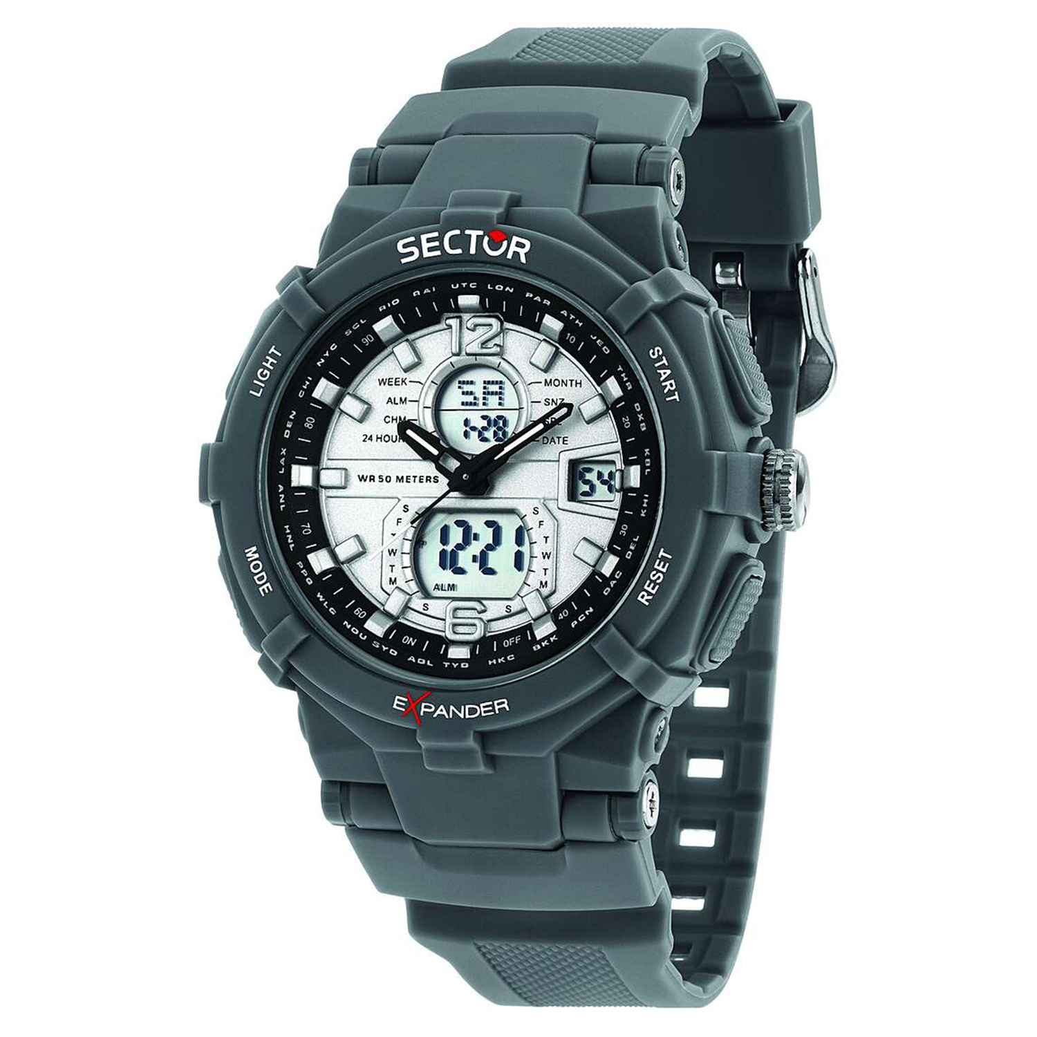 EX-09 50MM DIGITAL SILVER DIAL GREY