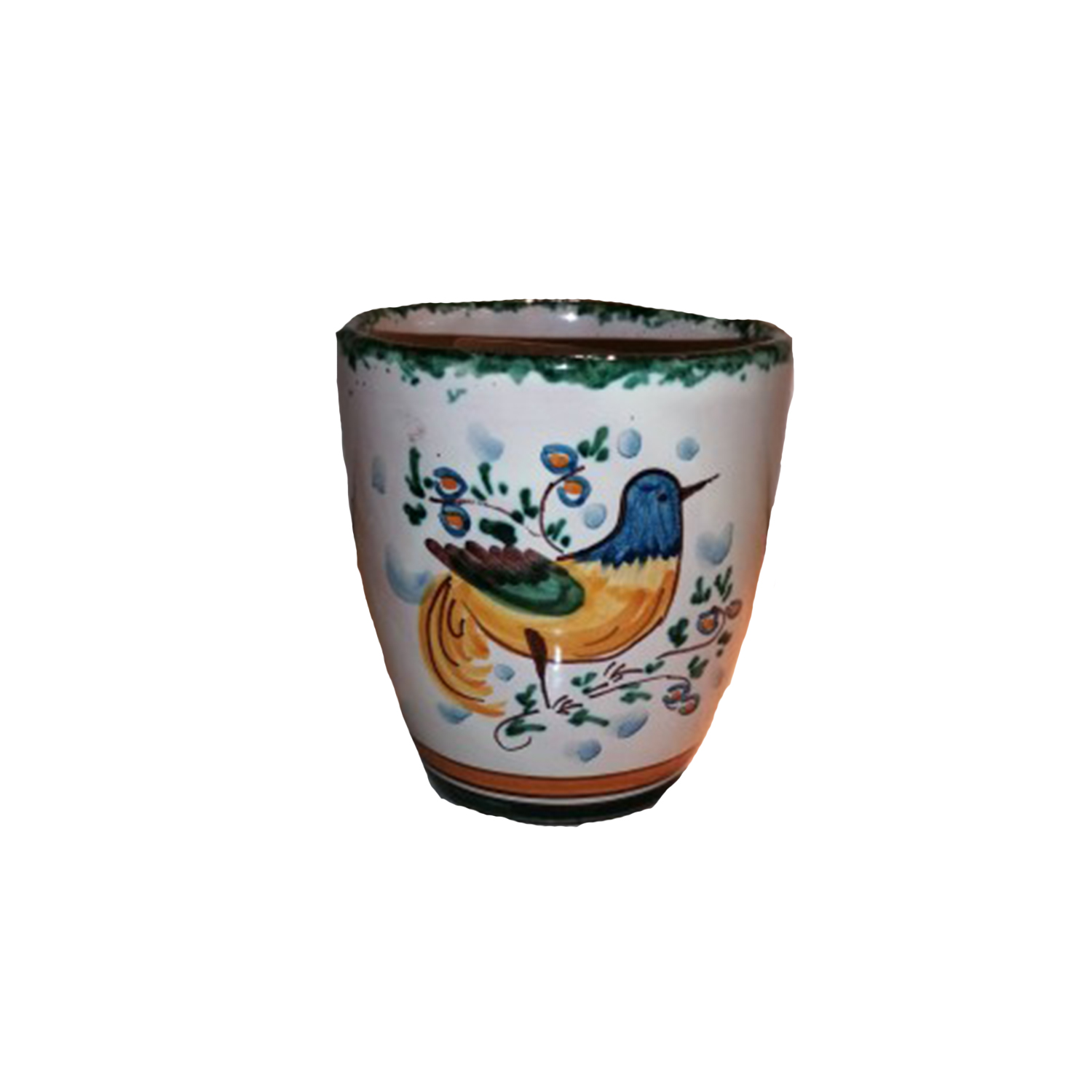 BICCHIERE ANTICA RIPRODUZ. DECORO UCCELLO BICCHIERE ANTICA RIPRODUZ. DECORO UCCELLO