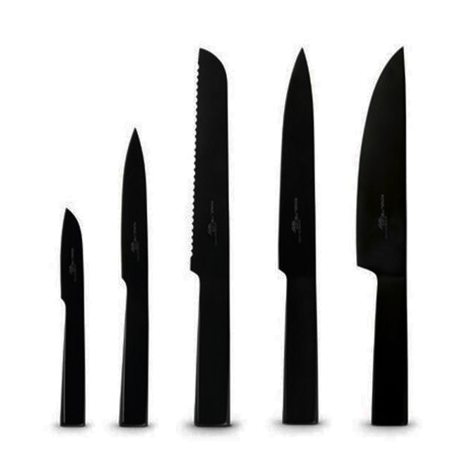 SET 5 COLTELLI MODELLI VARI IN ACCIAIO INOX  COLORE NERO