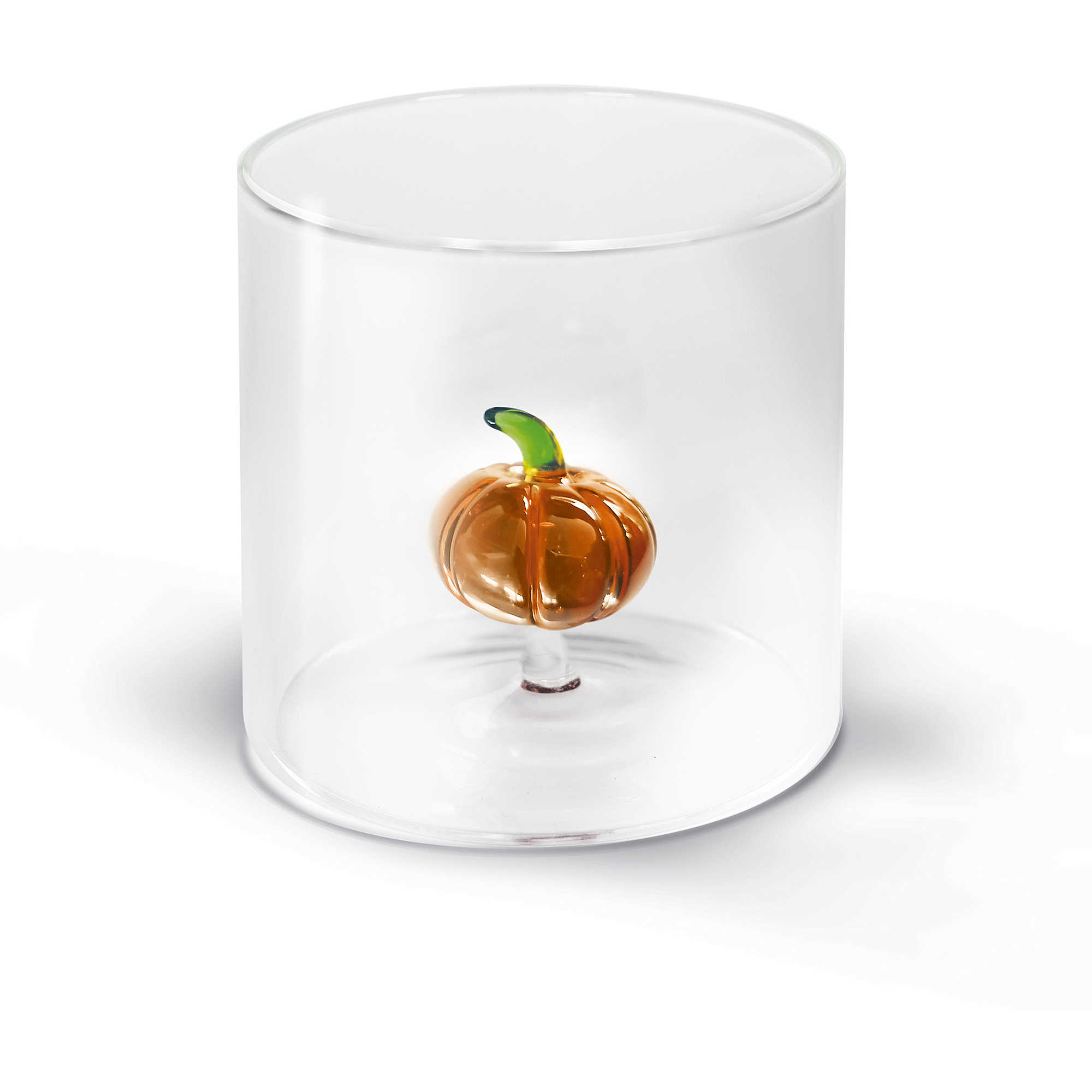 BICCHIERE IN VETRO BOROSILICATO  CAPACITÀ 250 ML  DECORO ZUCCA